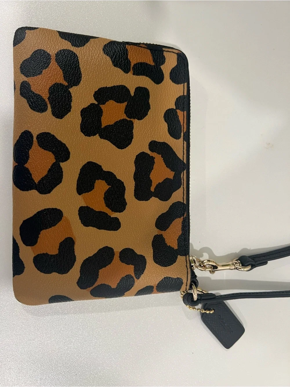 Coach Leopard Print Wristlet in Tan, Black & Brown